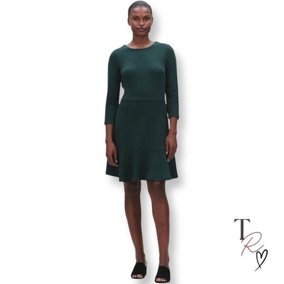 GAP Textured Fit & Flare Green Flutter Dress Career Holiday Party Size 6 TALL - Picture 13 of 13